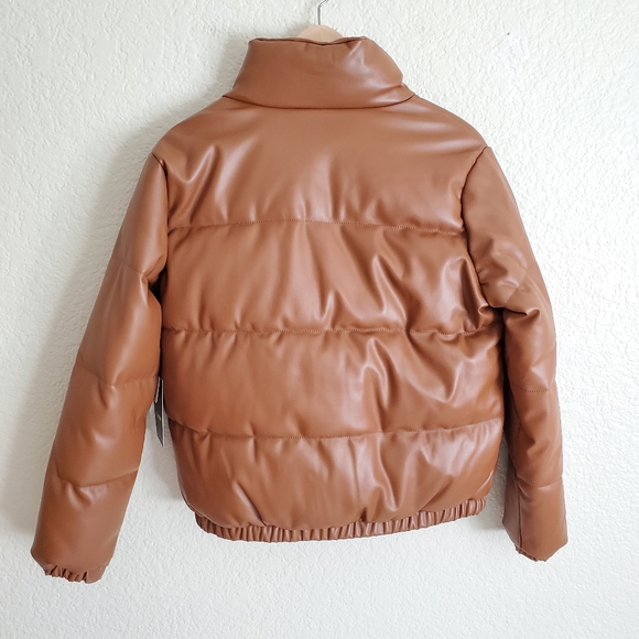 Last one! Final sale! Faux Leather Puffer Jacket - Picture 8 of 9